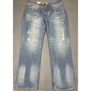 Legacy Straight Jeans Men's Size 38Wx32L Blue Denim Comfort Distressed Cotton